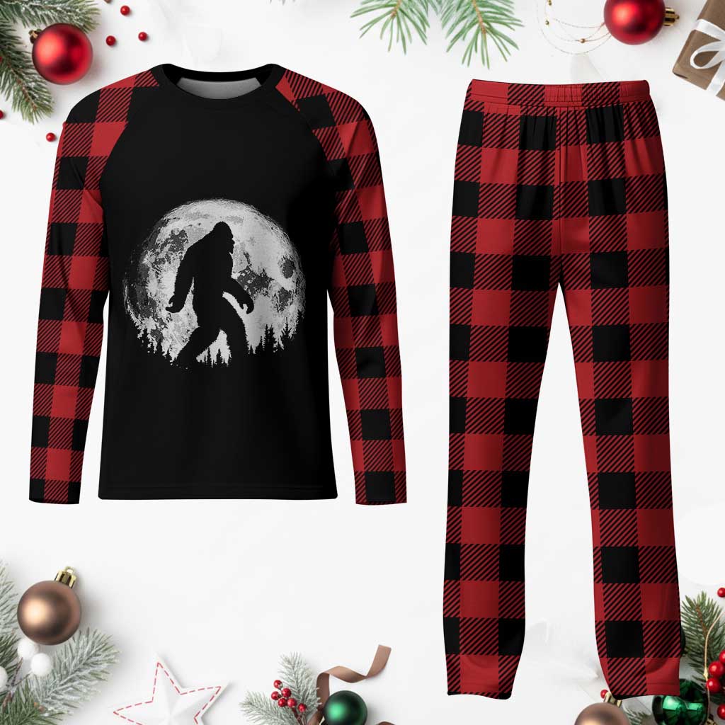 Bigfoot Night Stroll Plaid Pajama Set Cool Full Moon & Trees Sasquatch - Wonder Print Shop