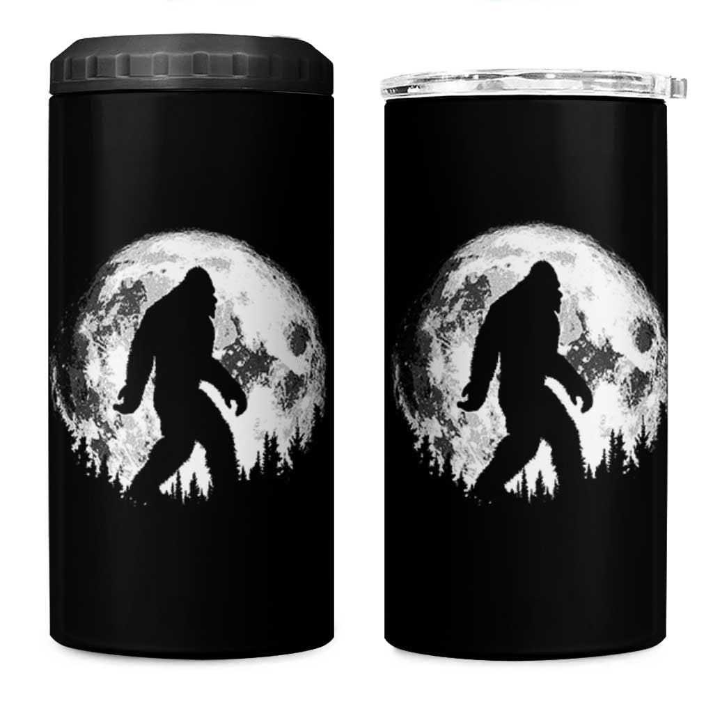 Bigfoot Night Stroll 4 in 1 Can Cooler Tumbler Cool Full Moon & Trees Sasquatch - Wonder Print Shop