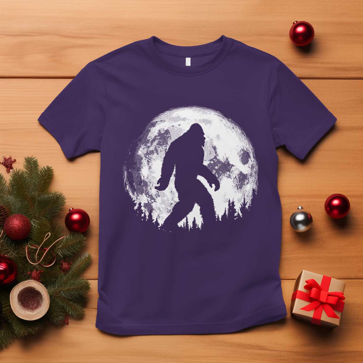 Bigfoot Night Stroll T Shirt Cool Full Moon & Trees Sasquatch - Wonder Print Shop