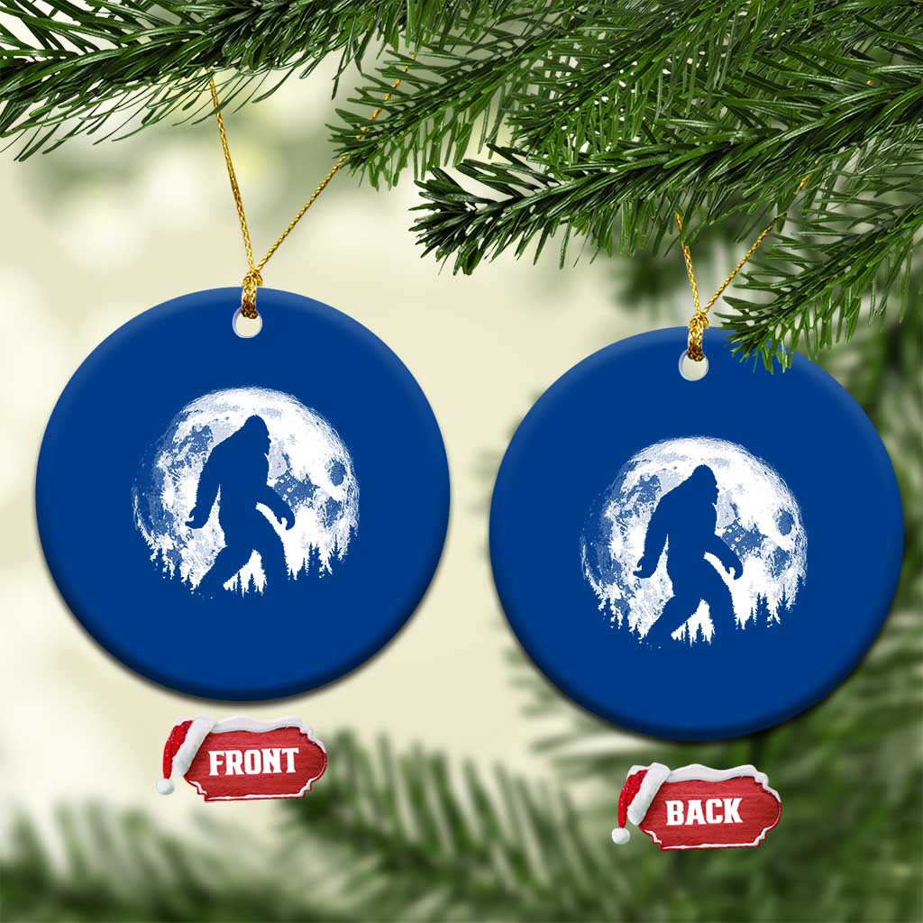 Bigfoot Night Stroll Ceramic Ornament Cool Full Moon & Trees Sasquatch - Wonder Print Shop