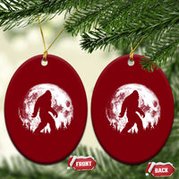 Bigfoot Night Stroll Ceramic Ornament Cool Full Moon & Trees Sasquatch - Wonder Print Shop