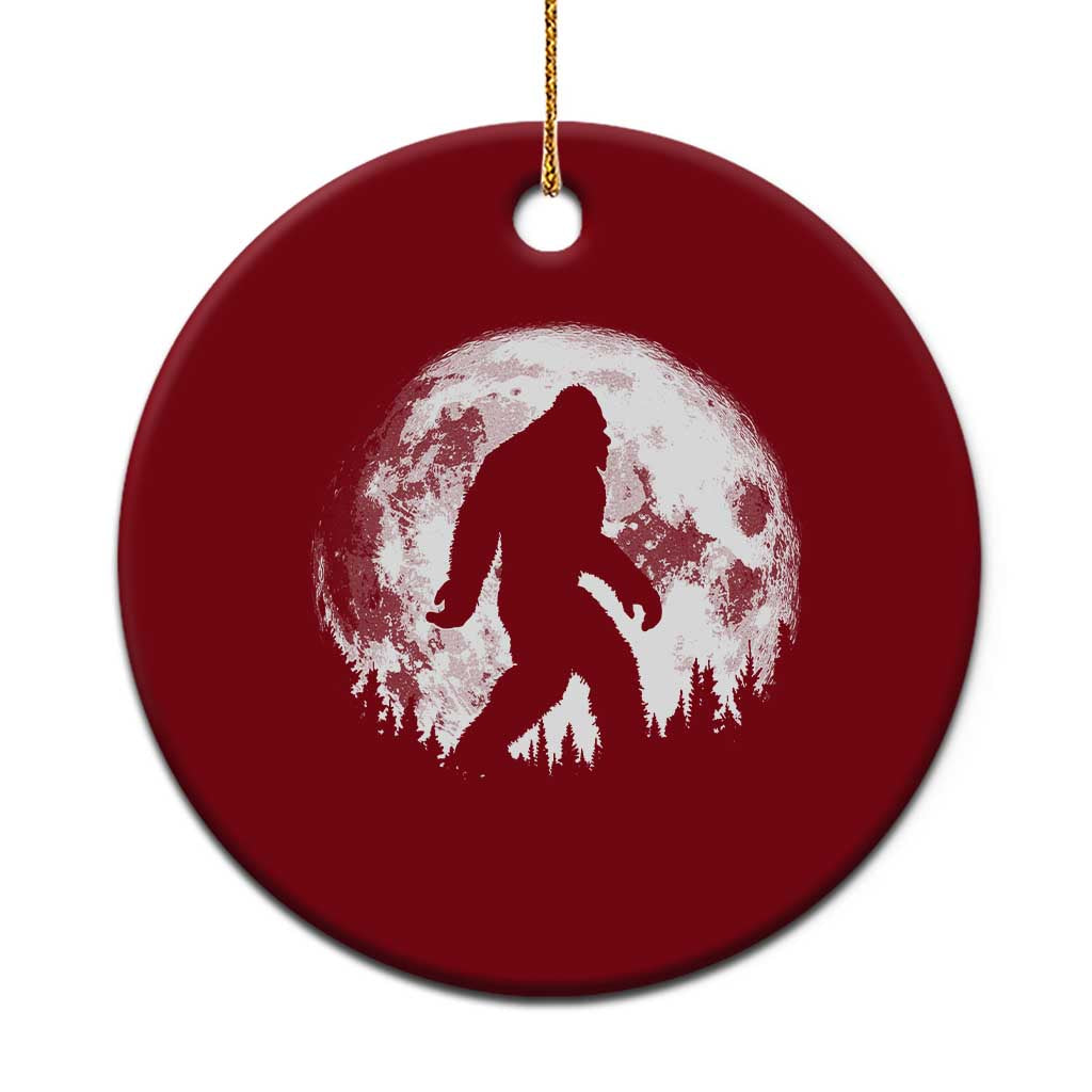 Bigfoot Night Stroll Ceramic Ornament Cool Full Moon & Trees Sasquatch - Wonder Print Shop