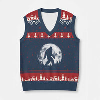 Bigfoot Night Stroll V-Neck Knit Sweater Vest Cool Full Moon & Trees Sasquatch - Wonder Print Shop