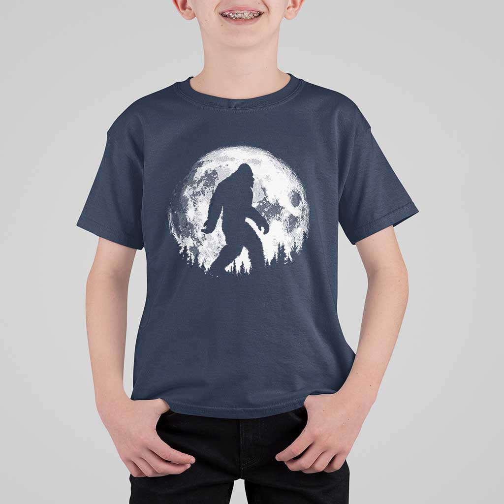Bigfoot Night Stroll T Shirt For Kid Cool Full Moon & Trees Sasquatch - Wonder Print Shop