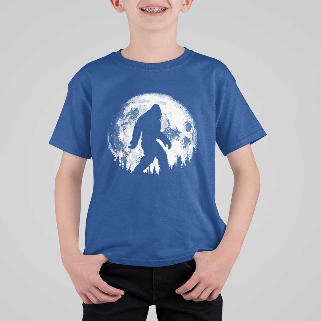 Bigfoot Night Stroll T Shirt For Kid Cool Full Moon & Trees Sasquatch - Wonder Print Shop