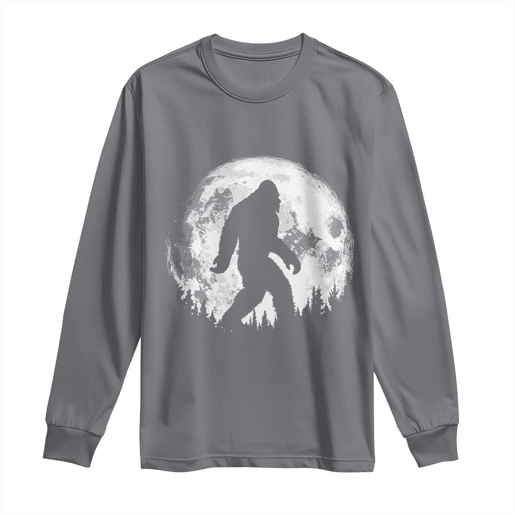 Bigfoot Night Stroll Long Sleeve Shirt Cool Full Moon & Trees Sasquatch - Wonder Print Shop