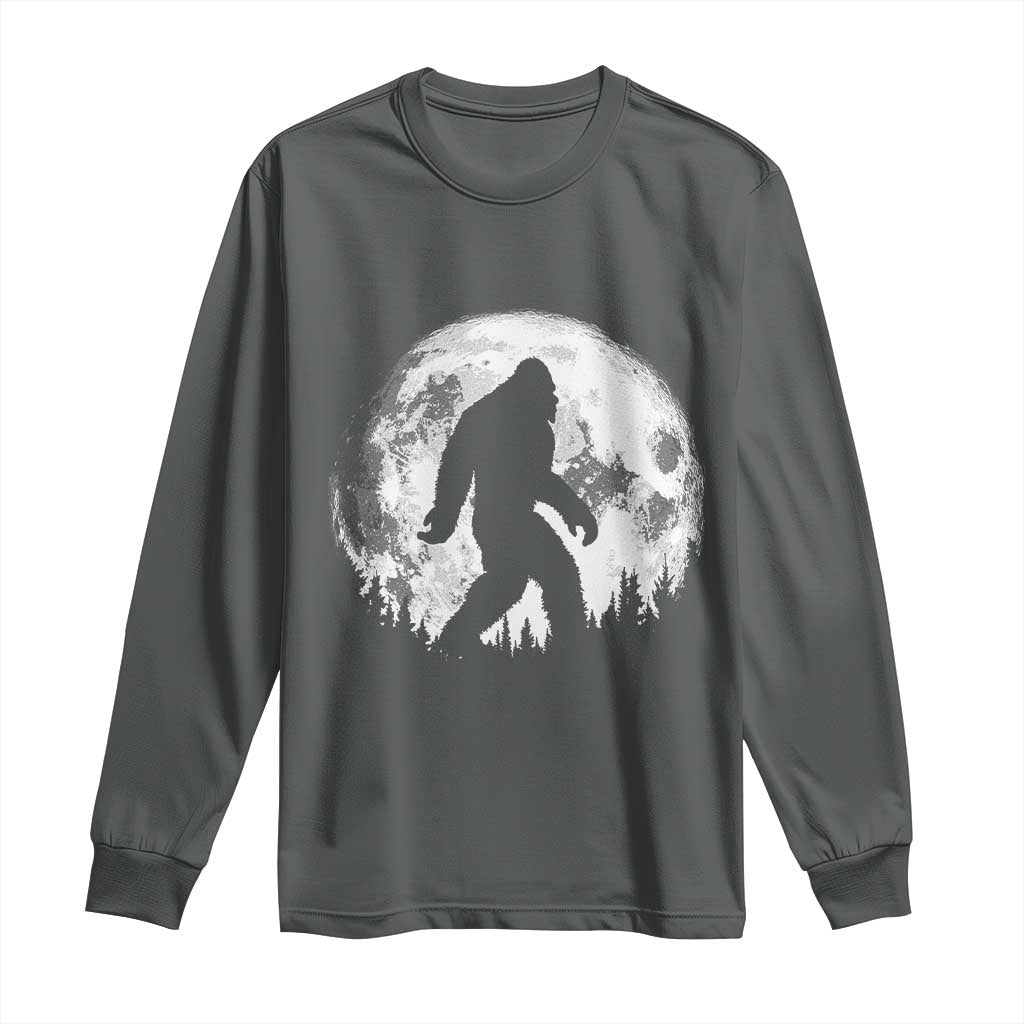 Bigfoot Night Stroll Long Sleeve Shirt Cool Full Moon & Trees Sasquatch - Wonder Print Shop