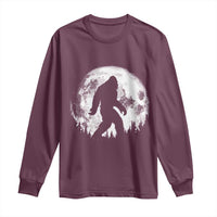 Bigfoot Night Stroll Long Sleeve Shirt Cool Full Moon & Trees Sasquatch - Wonder Print Shop