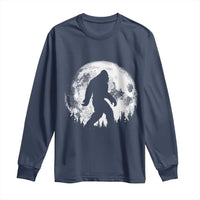 Bigfoot Night Stroll Long Sleeve Shirt Cool Full Moon & Trees Sasquatch - Wonder Print Shop