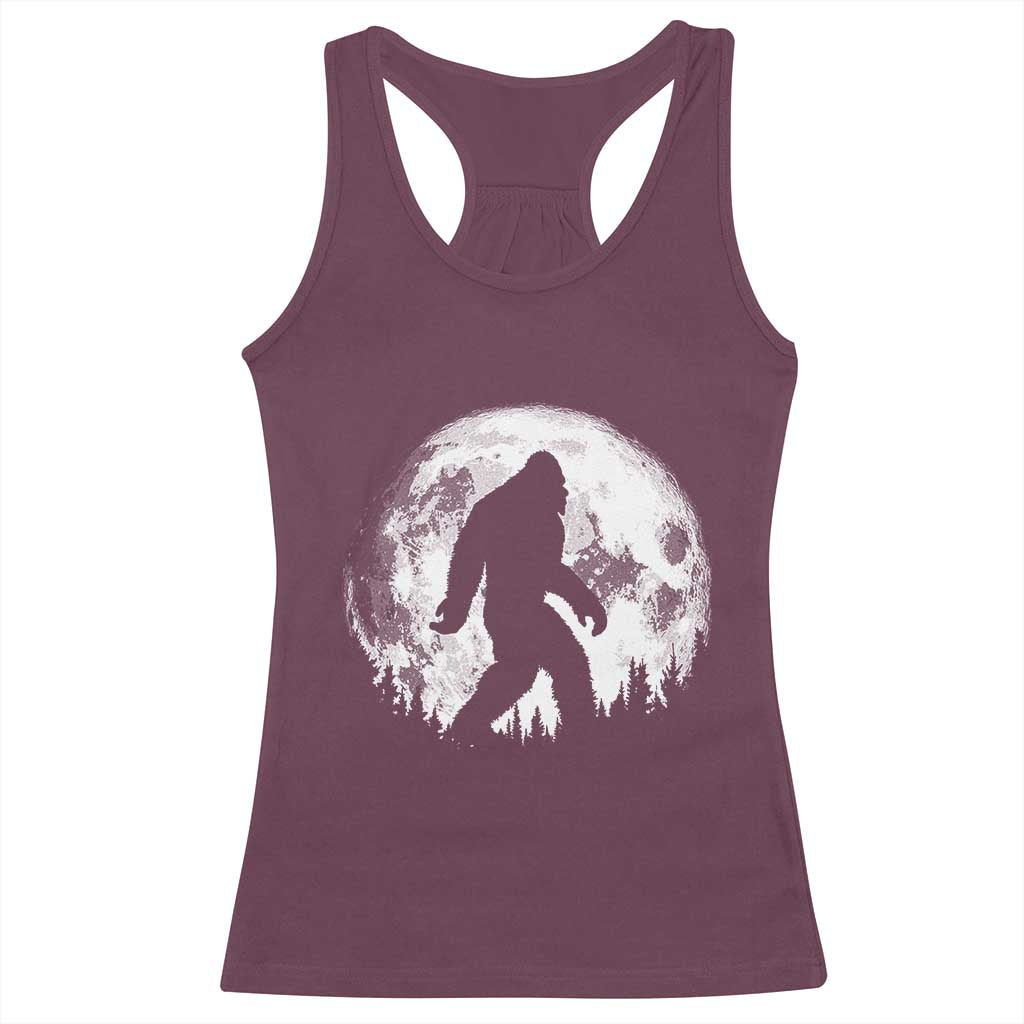 Bigfoot Night Stroll Racerback Tank Top Cool Full Moon & Trees Sasquatch - Wonder Print Shop