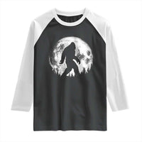 Bigfoot Night Stroll Raglan Shirt Cool Full Moon & Trees Sasquatch - Wonder Print Shop
