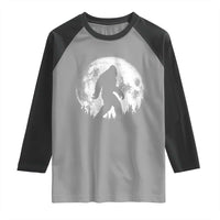 Bigfoot Night Stroll Raglan Shirt Cool Full Moon & Trees Sasquatch - Wonder Print Shop