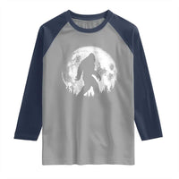 Bigfoot Night Stroll Raglan Shirt Cool Full Moon & Trees Sasquatch - Wonder Print Shop