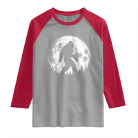 Bigfoot Night Stroll Raglan Shirt Cool Full Moon & Trees Sasquatch - Wonder Print Shop