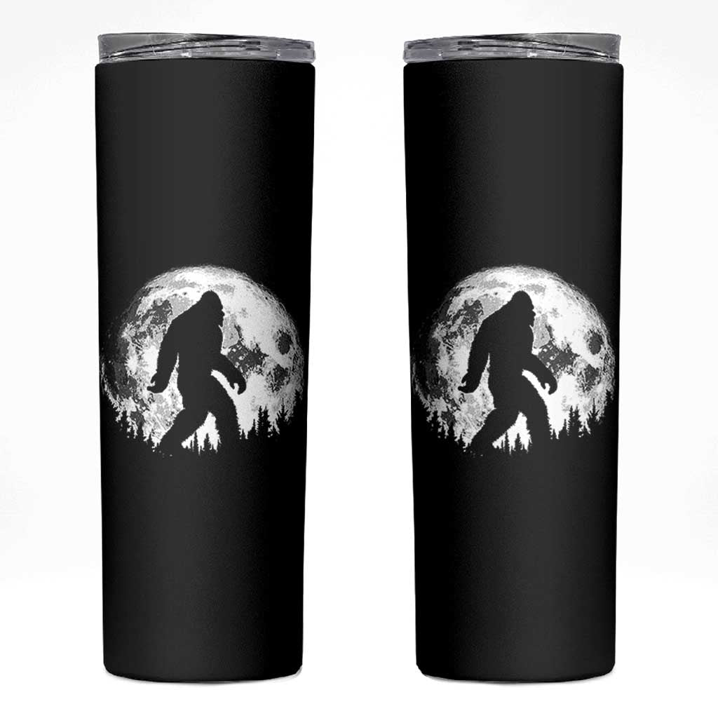 Bigfoot Night Stroll Skinny Tumbler Cool Full Moon & Trees Sasquatch - Wonder Print Shop