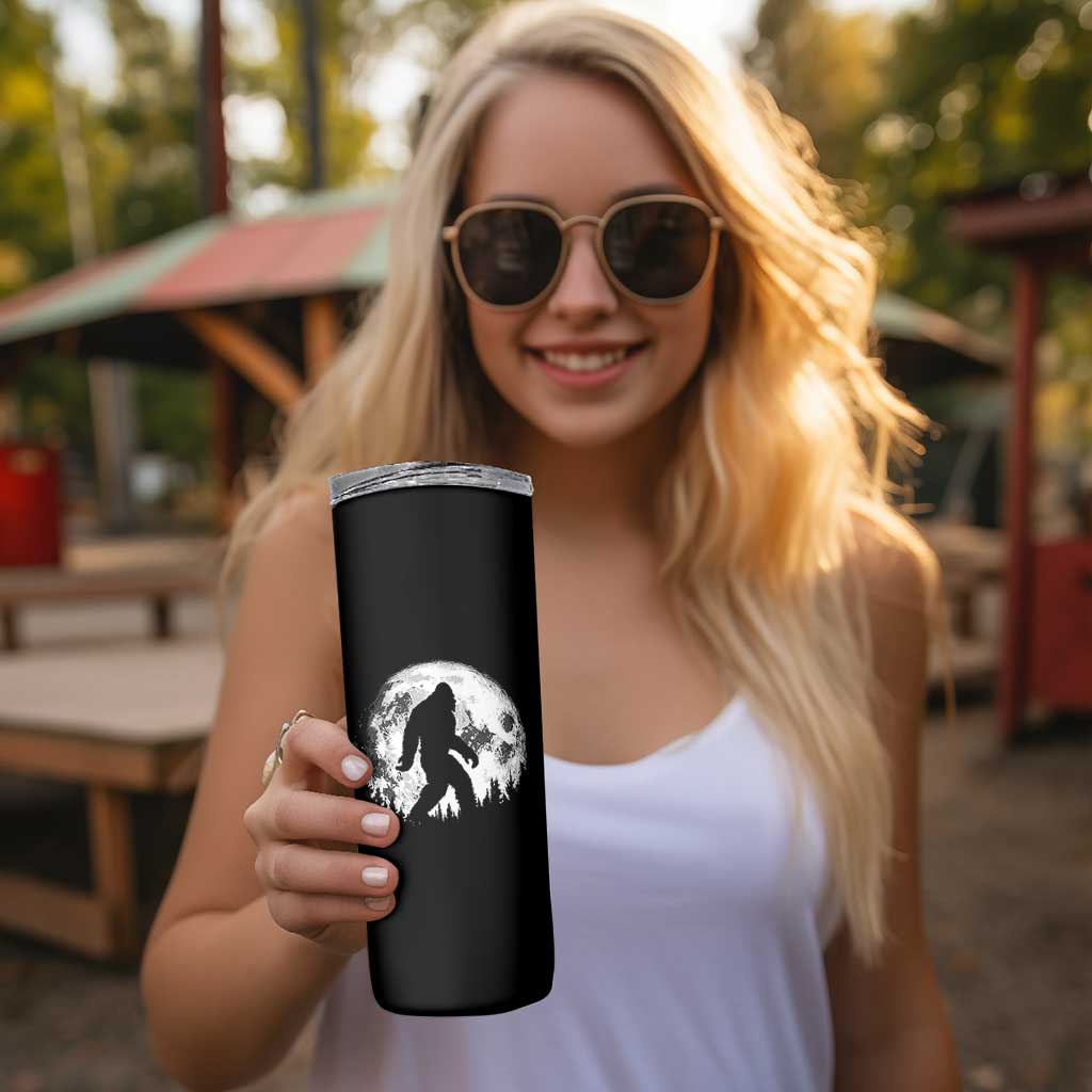 Bigfoot Night Stroll Skinny Tumbler Cool Full Moon & Trees Sasquatch - Wonder Print Shop