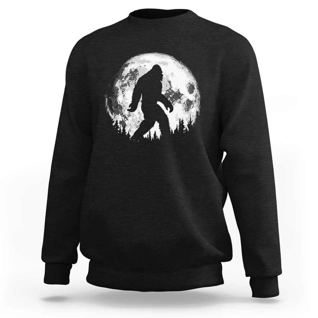 Bigfoot Night Stroll Sweatshirt Cool Full Moon & Trees Sasquatch - Wonder Print Shop
