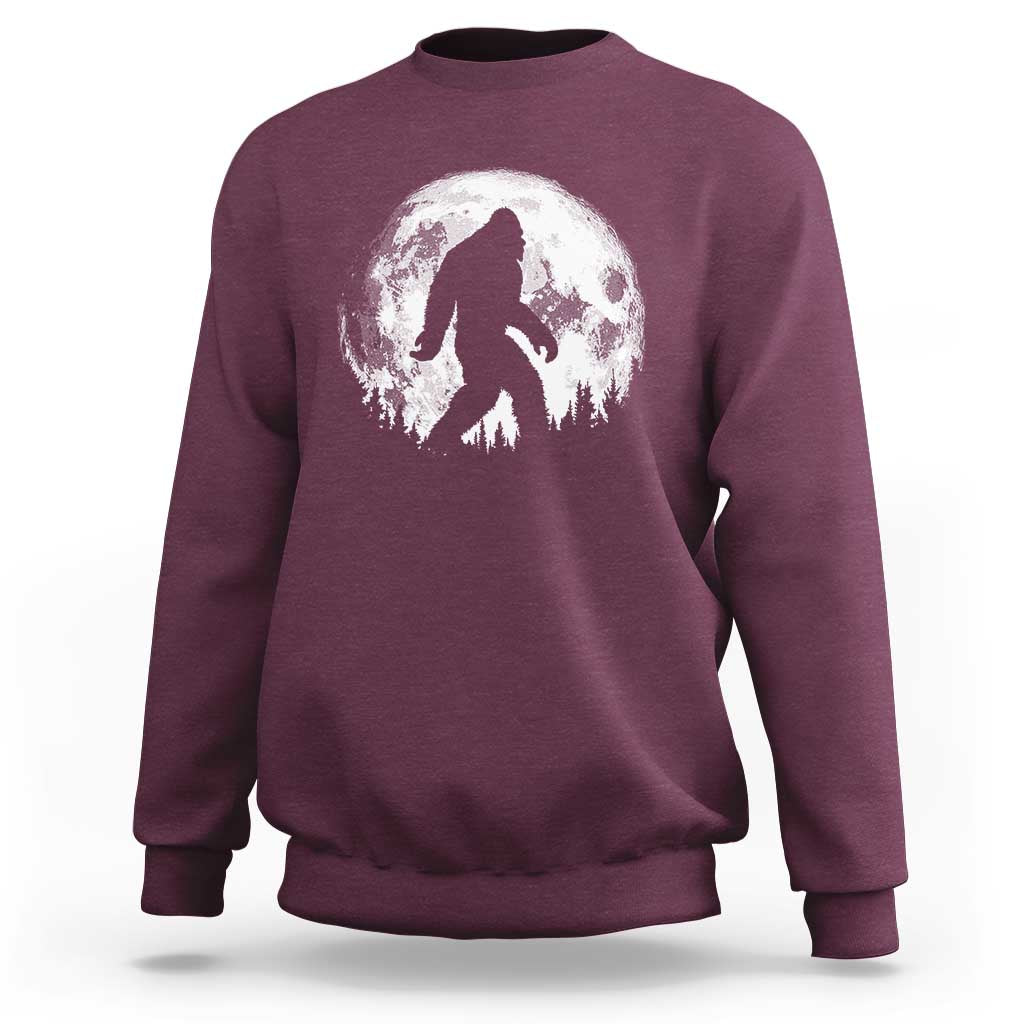Bigfoot Night Stroll Sweatshirt Cool Full Moon & Trees Sasquatch - Wonder Print Shop