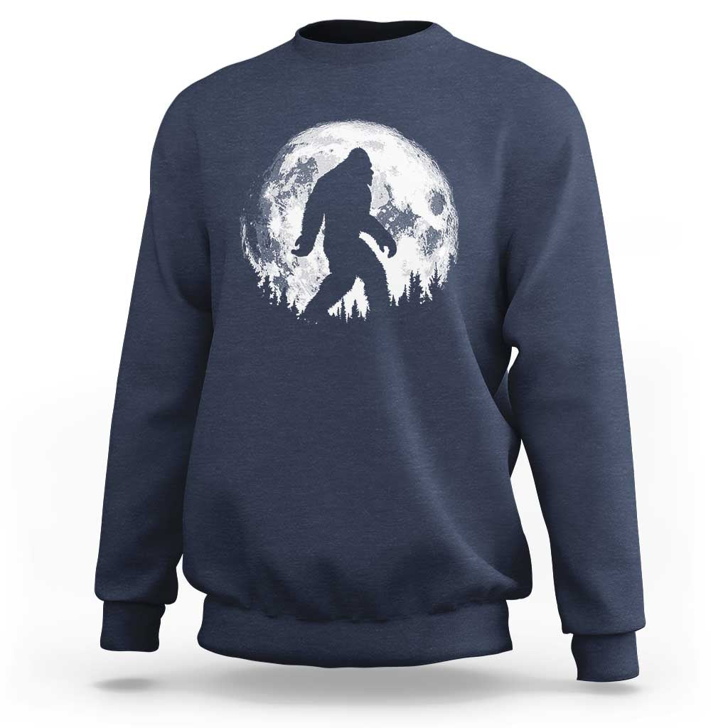 Bigfoot Night Stroll Sweatshirt Cool Full Moon & Trees Sasquatch - Wonder Print Shop