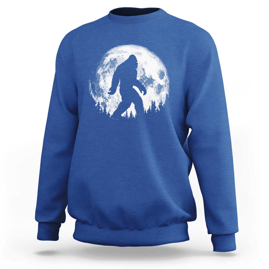 Bigfoot Night Stroll Sweatshirt Cool Full Moon & Trees Sasquatch - Wonder Print Shop