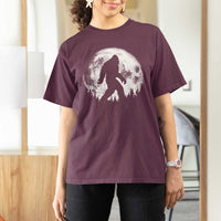 Bigfoot Night Stroll T Shirt For Women Cool Full Moon & Trees Sasquatch - Wonder Print Shop