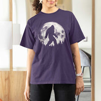 Bigfoot Night Stroll T Shirt For Women Cool Full Moon & Trees Sasquatch - Wonder Print Shop