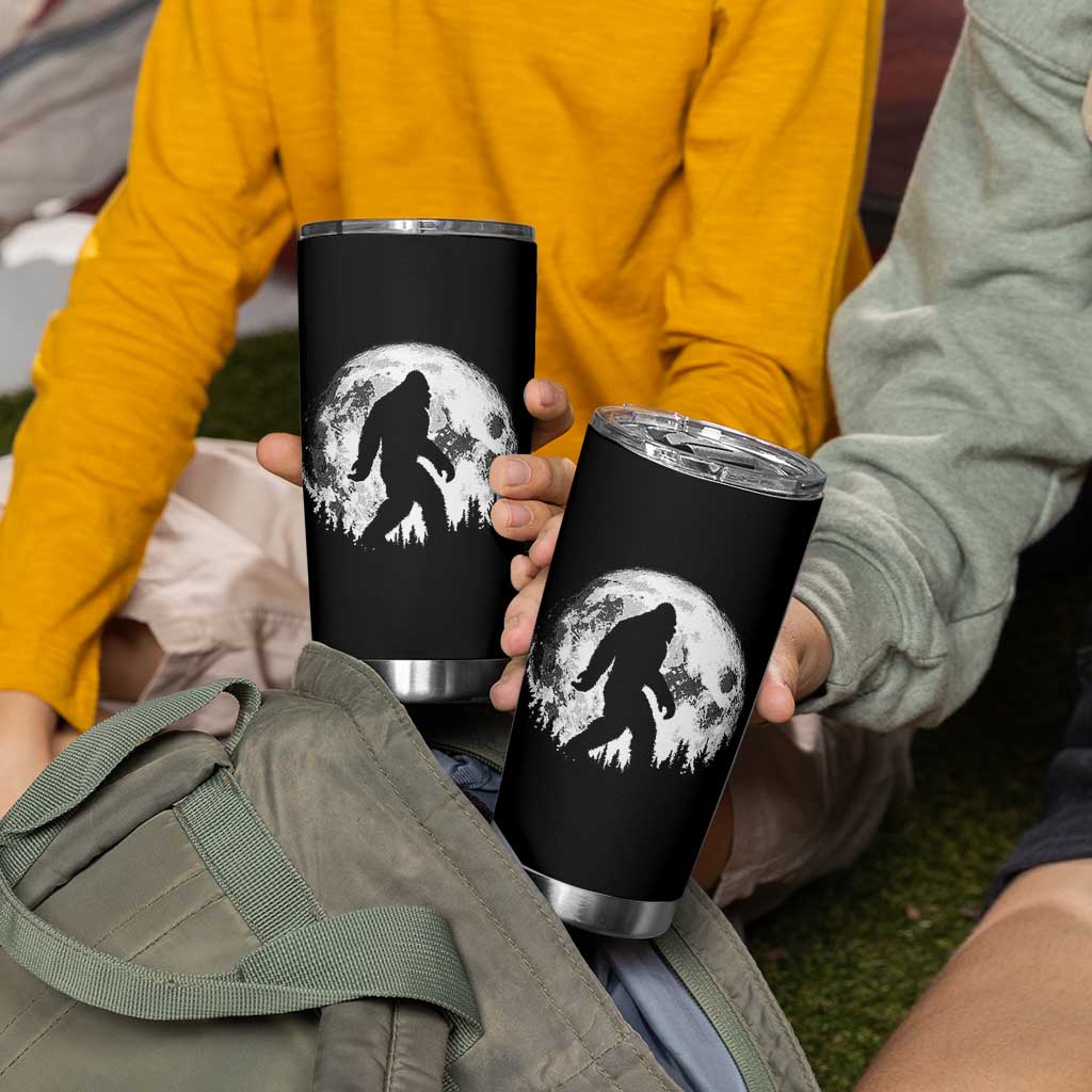 Bigfoot Night Stroll Tumbler Cup Cool Full Moon & Trees Sasquatch - Wonder Print Shop