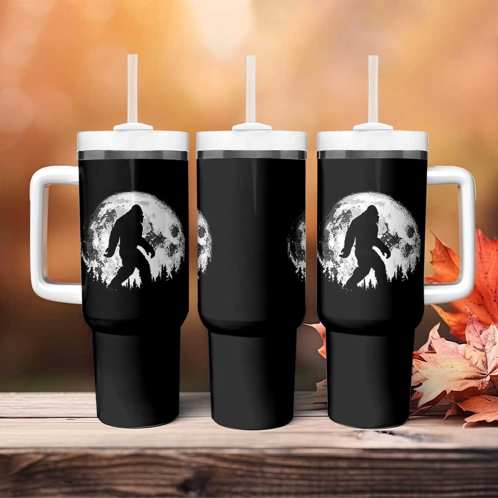 Bigfoot Night Stroll Tumbler With Handle Cool Full Moon & Trees Sasquatch - Wonder Print Shop