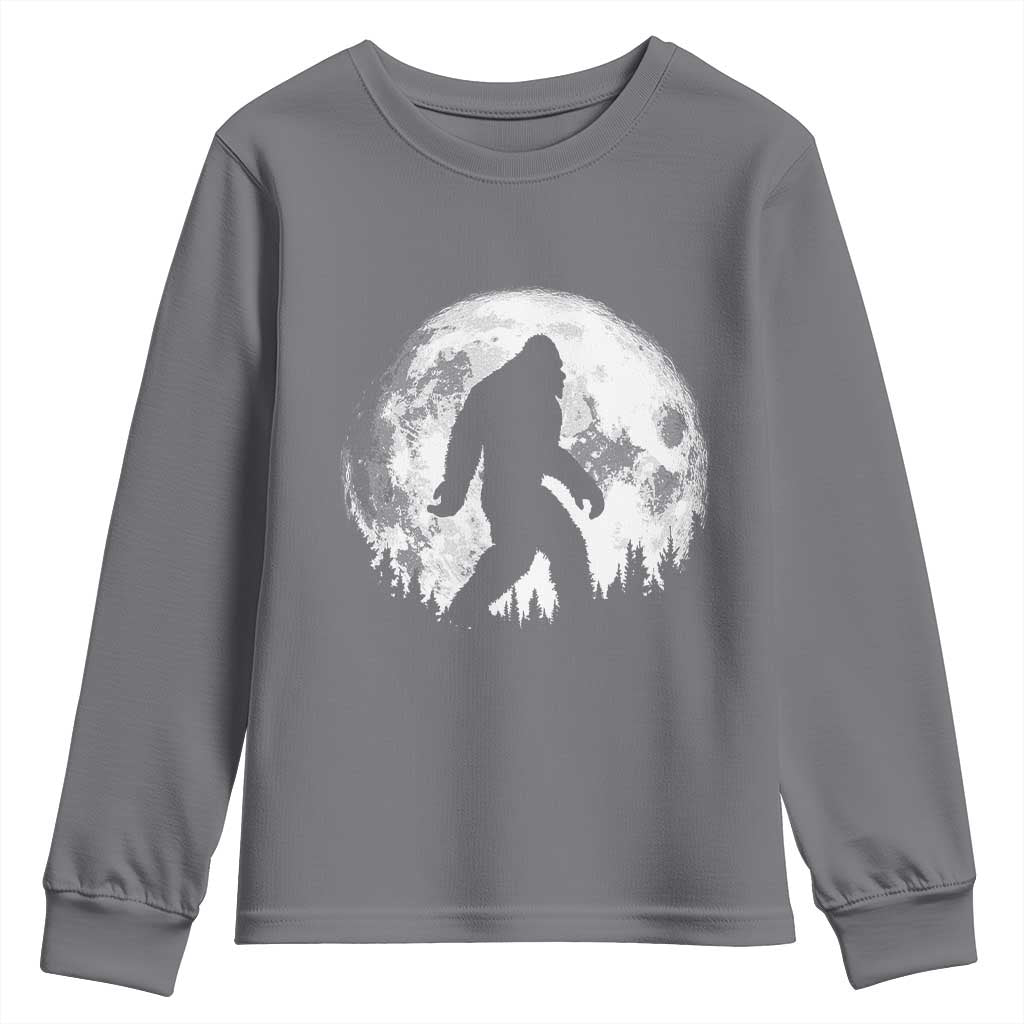 Bigfoot Night Stroll Youth Sweatshirt Cool Full Moon & Trees Sasquatch - Wonder Print Shop