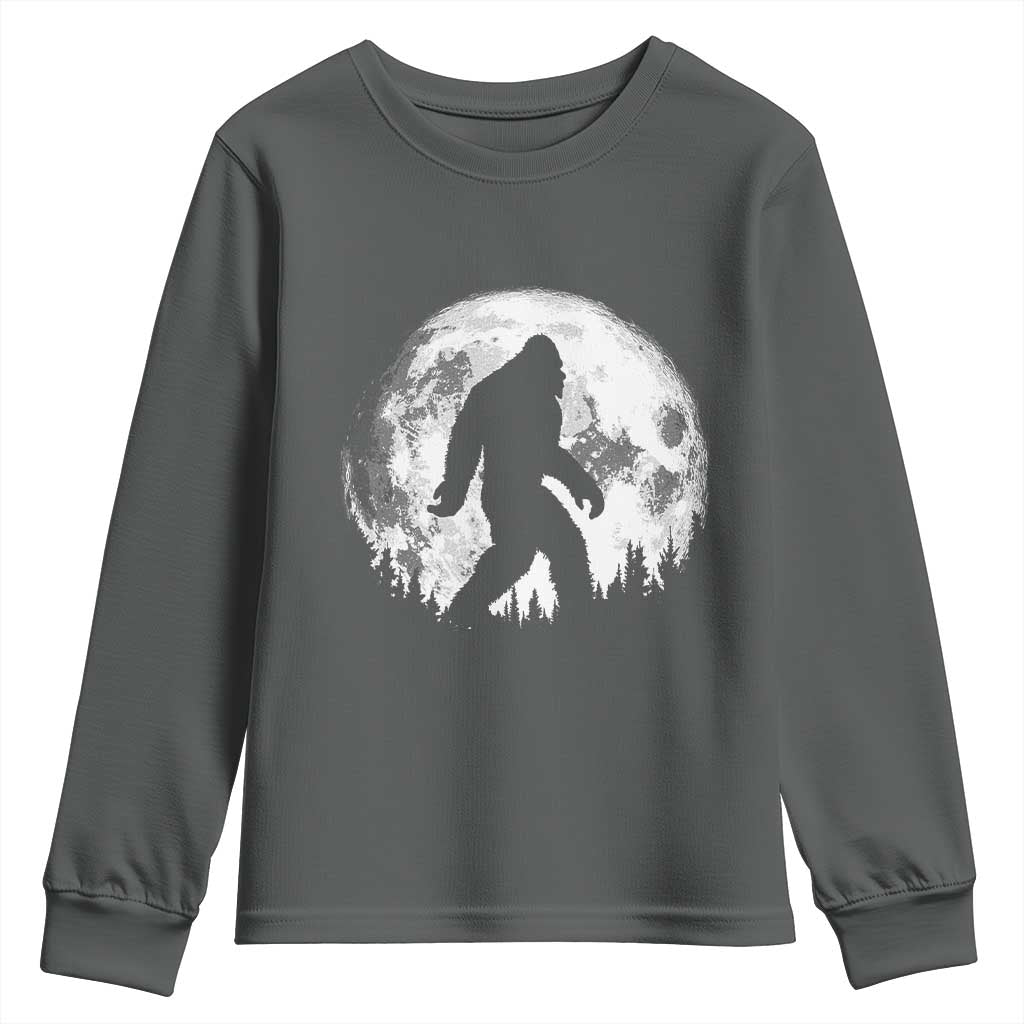 Bigfoot Night Stroll Youth Sweatshirt Cool Full Moon & Trees Sasquatch - Wonder Print Shop
