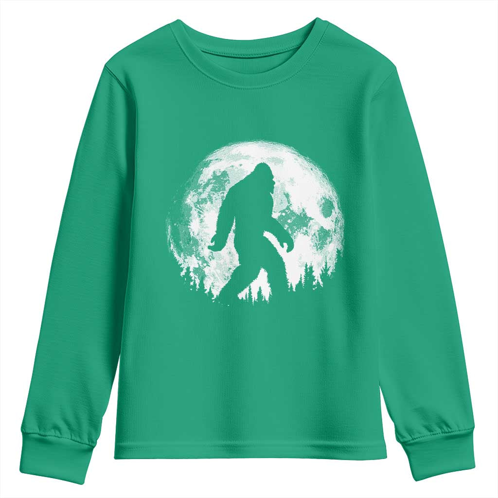 Bigfoot Night Stroll Youth Sweatshirt Cool Full Moon & Trees Sasquatch - Wonder Print Shop