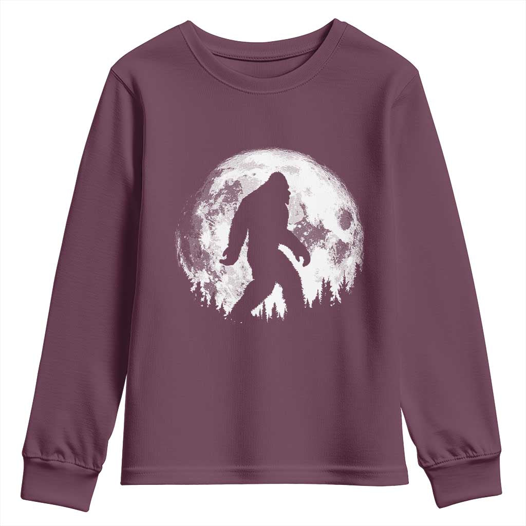 Bigfoot Night Stroll Youth Sweatshirt Cool Full Moon & Trees Sasquatch - Wonder Print Shop