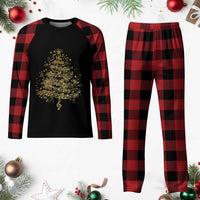 Music Christmas Tree Plaid Pajama Set Musician Music Lover Gift - Wonder Print Shop