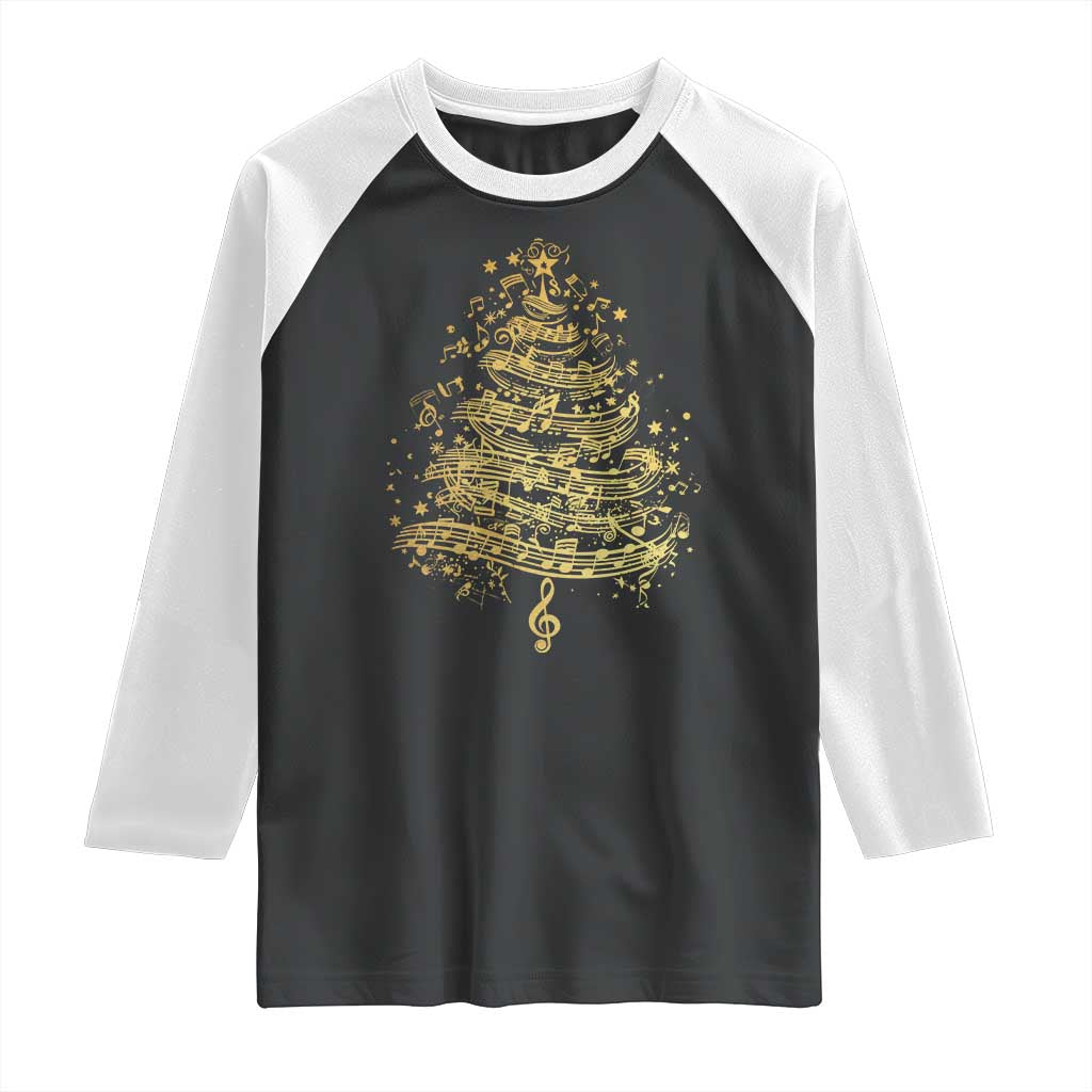 Music Christmas Tree Raglan Shirt Musician Music Lover Gift - Wonder Print Shop