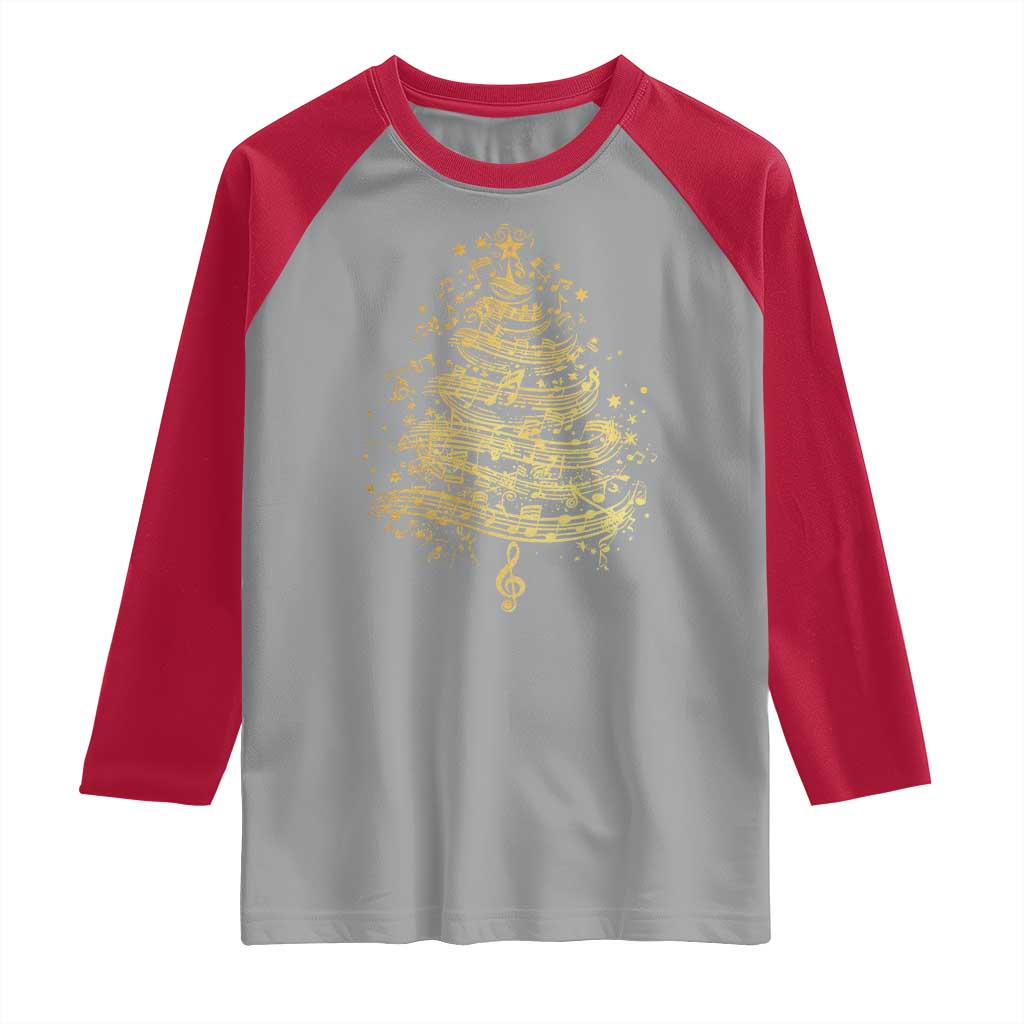 Music Christmas Tree Raglan Shirt Musician Music Lover Gift - Wonder Print Shop