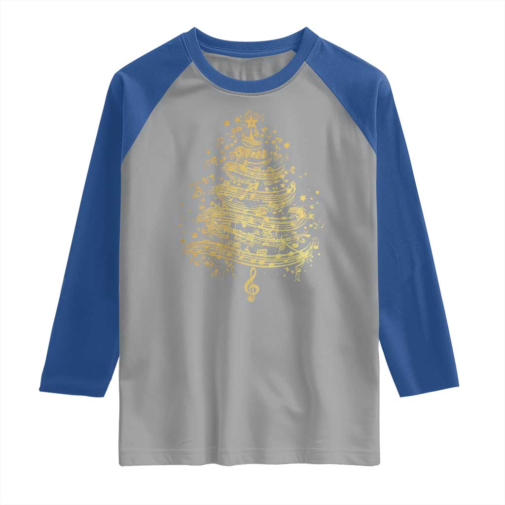 Music Christmas Tree Raglan Shirt Musician Music Lover Gift - Wonder Print Shop