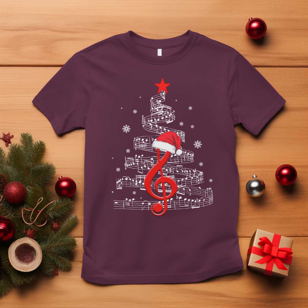 Christmas Tree Music T Shirt Musician Music Lover Gift - Wonder Print Shop