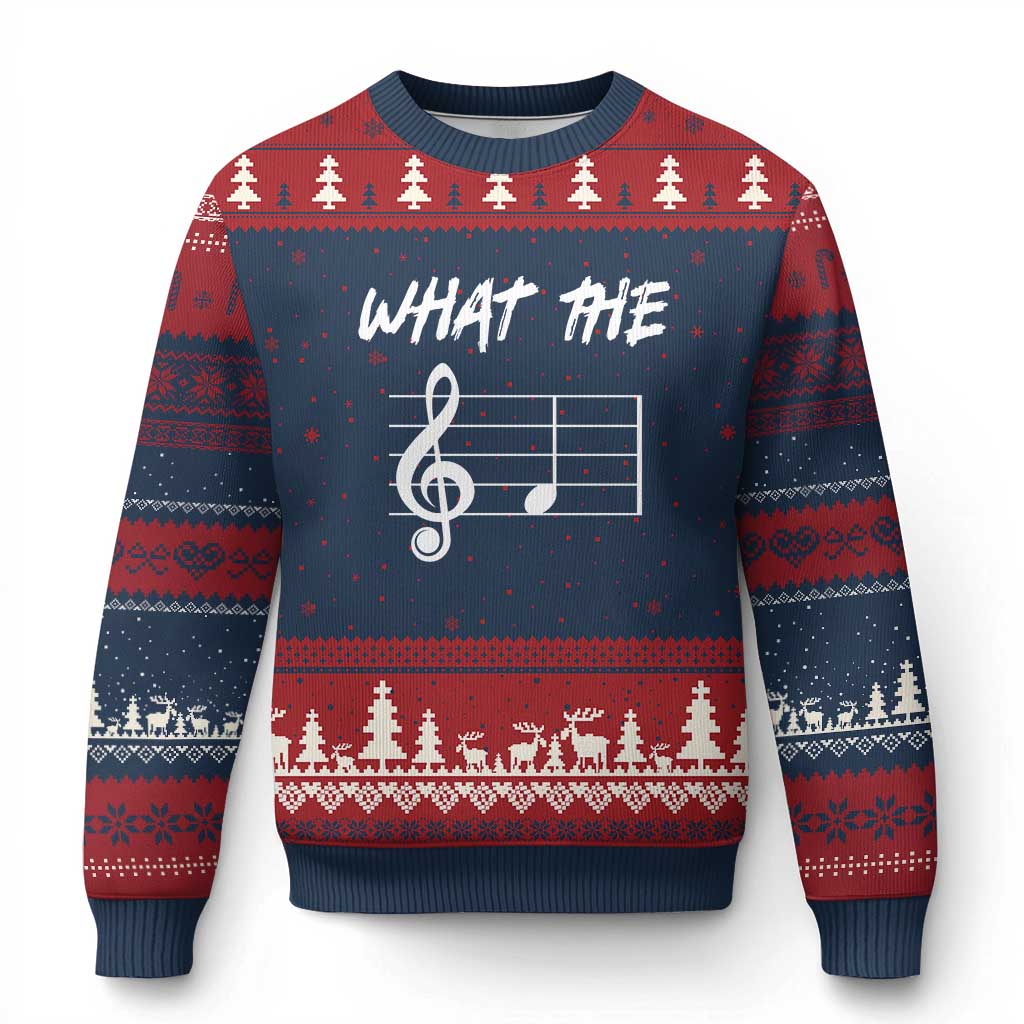 Funny What The F Musical Note Ugly Christmas Sweater Funny Musician Gift - Wonder Print Shop