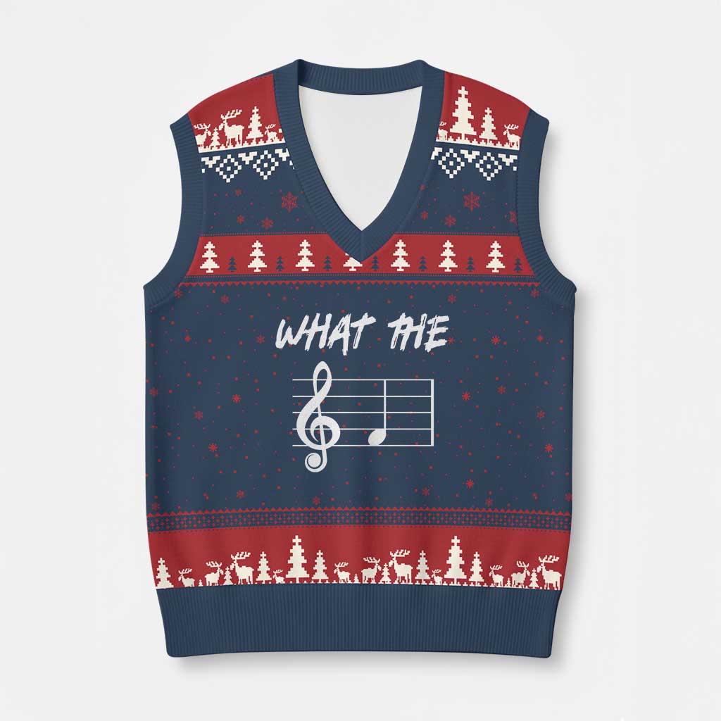 Funny What The F Musical Note V-Neck Knit Sweater Vest Funny Musician Gift - Wonder Print Shop