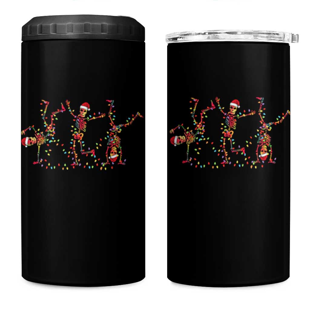 Subtle FDT Christmas Skeleton 4 in 1 Can Cooler Tumbler Hidden Message Funny Political Satire Dancing Skeletons - Wonder Print Shop