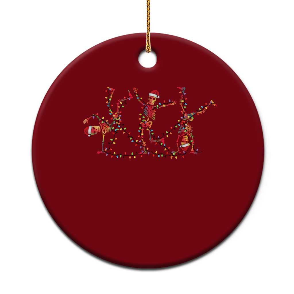 Subtle FDT Christmas Skeleton Ceramic Ornament Hidden Message Funny Political Satire Dancing Skeletons - Wonder Print Shop