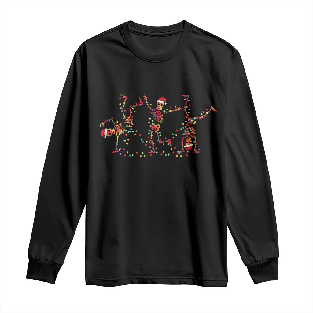 Subtle FDT Christmas Skeleton Long Sleeve Shirt Hidden Message Funny Political Satire Dancing Skeletons - Wonder Print Shop