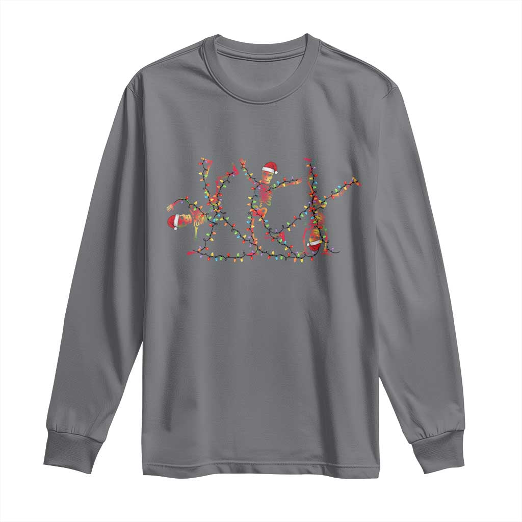 Subtle FDT Christmas Skeleton Long Sleeve Shirt Hidden Message Funny Political Satire Dancing Skeletons - Wonder Print Shop