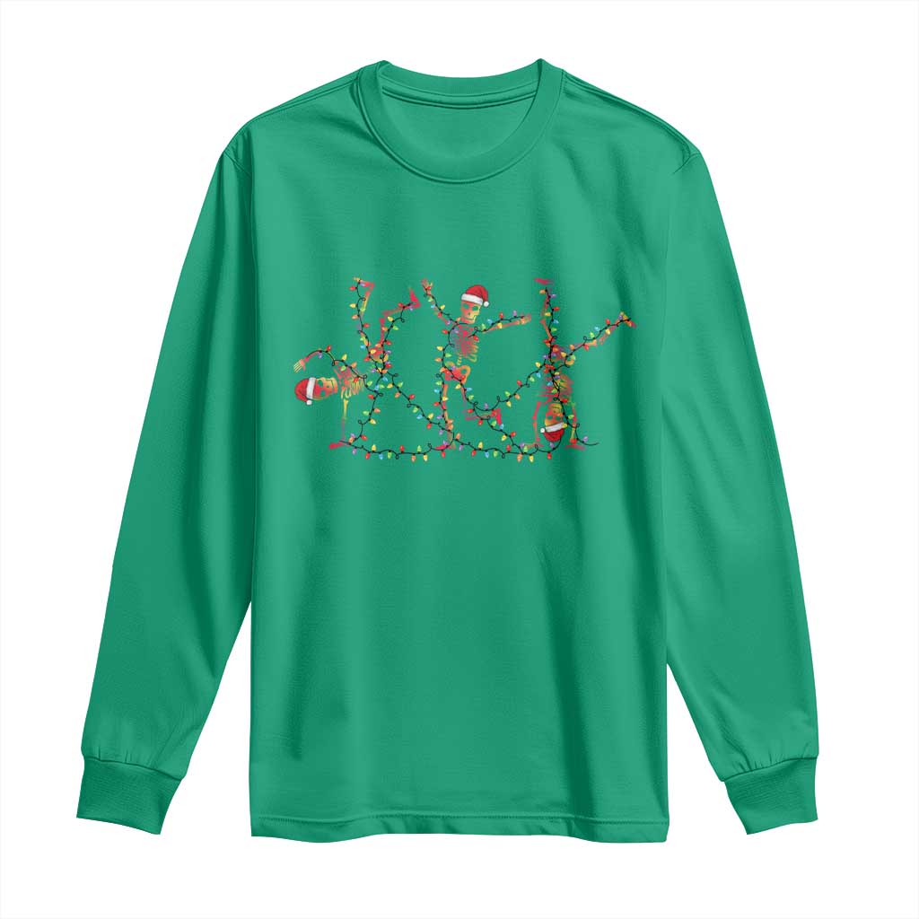 Subtle FDT Christmas Skeleton Long Sleeve Shirt Hidden Message Funny Political Satire Dancing Skeletons - Wonder Print Shop