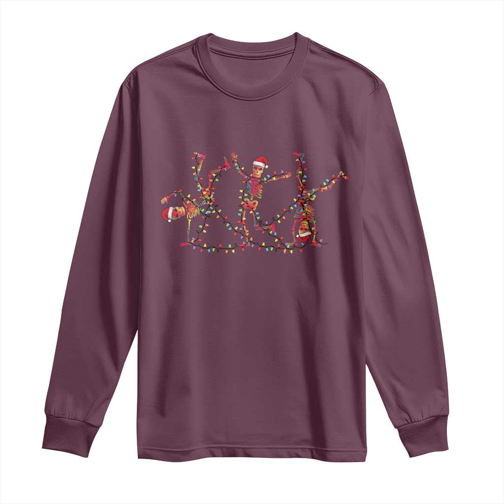 Subtle FDT Christmas Skeleton Long Sleeve Shirt Hidden Message Funny Political Satire Dancing Skeletons - Wonder Print Shop