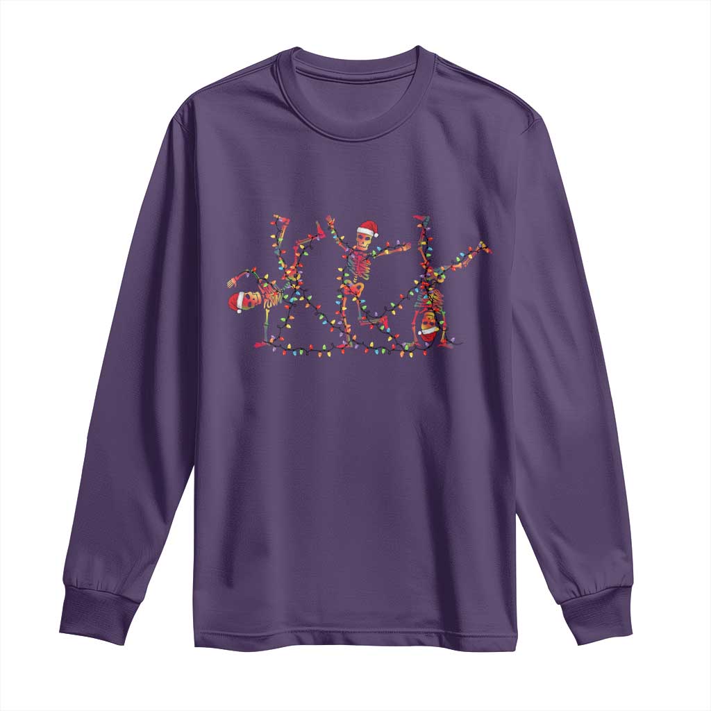 Subtle FDT Christmas Skeleton Long Sleeve Shirt Hidden Message Funny Political Satire Dancing Skeletons - Wonder Print Shop