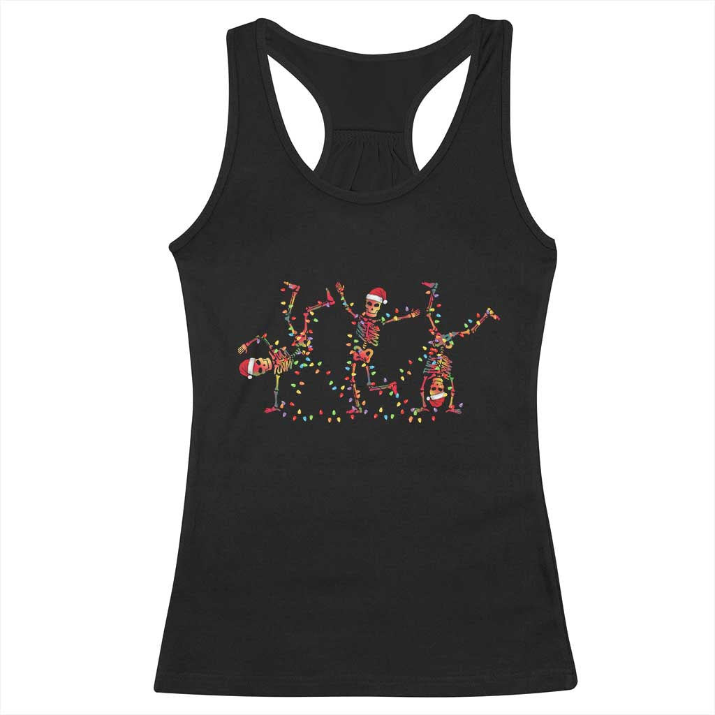 Subtle FDT Christmas Skeleton Racerback Tank Top Hidden Message Funny Political Satire Dancing Skeletons - Wonder Print Shop