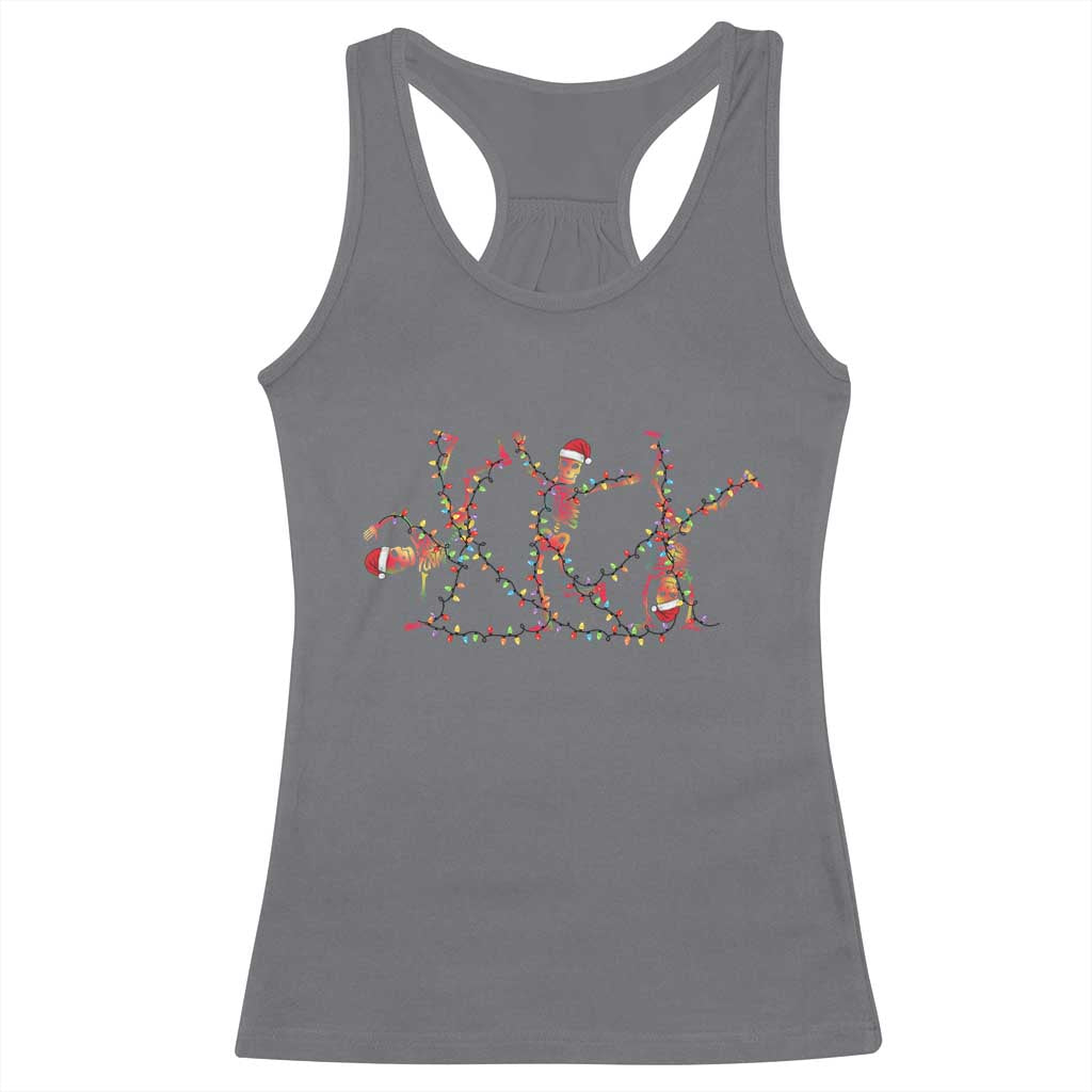 Subtle FDT Christmas Skeleton Racerback Tank Top Hidden Message Funny Political Satire Dancing Skeletons - Wonder Print Shop