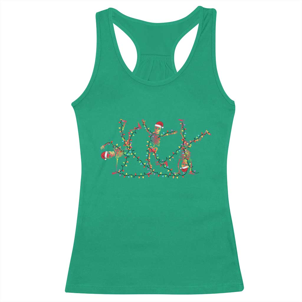 Subtle FDT Christmas Skeleton Racerback Tank Top Hidden Message Funny Political Satire Dancing Skeletons - Wonder Print Shop