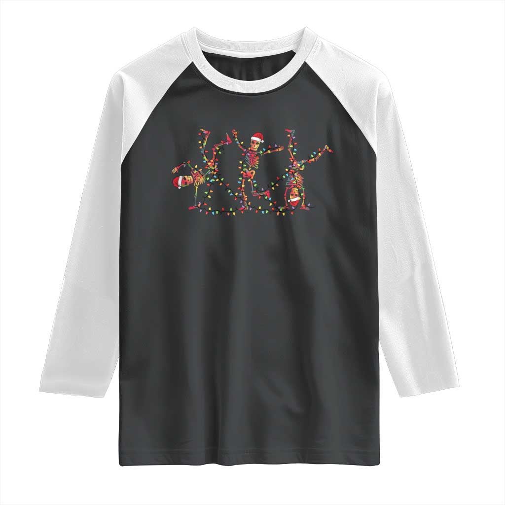 Subtle FDT Christmas Skeleton Raglan Shirt Hidden Message Funny Political Satire Dancing Skeletons - Wonder Print Shop